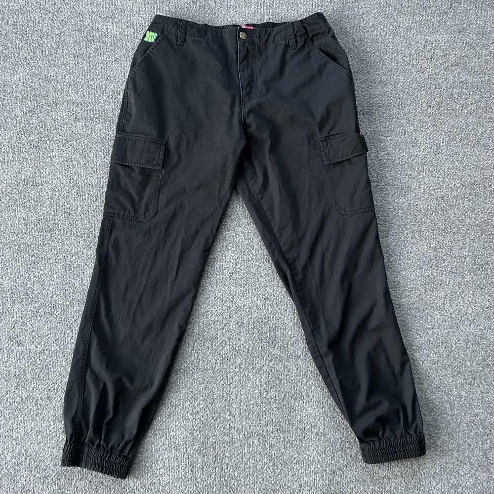 Empyre Relax Jogger Pants Mens 32x30 Black Cargo Elastic Waist Cuffed Ankle P17